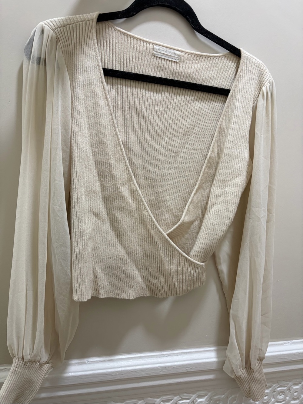 Urban Outfitters Cream Wrap V-Neck Sweater